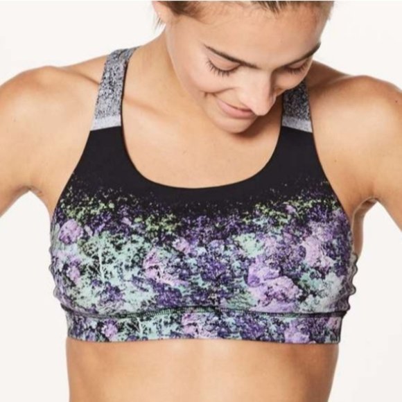 Lululemon Energy Bra (Nulux) Vivid Vision Multi Black Size 6 - Picture 7 of 7